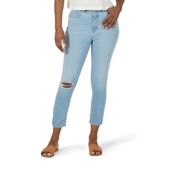 Lee Womens Ladies Light Bue Stretch Skinny Ankle High Rise Jeans Sz 4 Small NEW - Picture 1 of 2